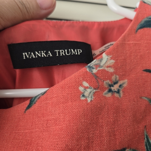 IVANKA TRUMP FLORAL POP OVER LINEN DRESS SIZE 6 #094 - Picture 3 of 8